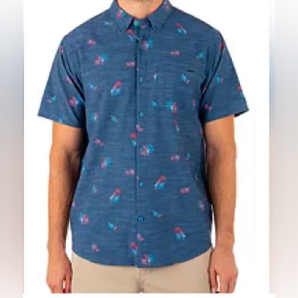 Hurley Blue and Pink Casual Button Down Shirt